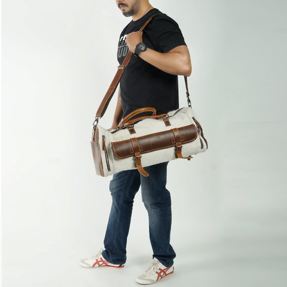 Leather Travel Bag Duffle Bag - Picture 4 of 13